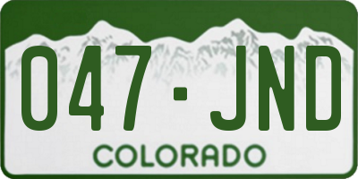 CO license plate 047JND