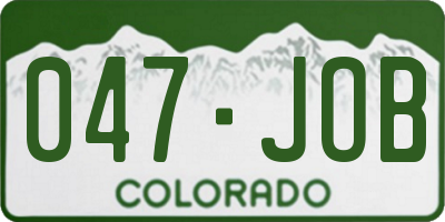 CO license plate 047JOB