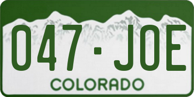 CO license plate 047JOE