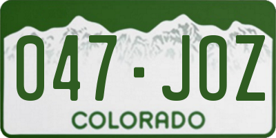 CO license plate 047JOZ
