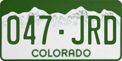 CO license plate 047JRD
