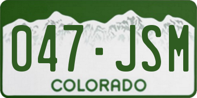 CO license plate 047JSM