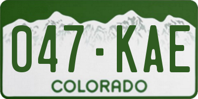 CO license plate 047KAE