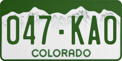 CO license plate 047KAO