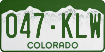 CO license plate 047KLW