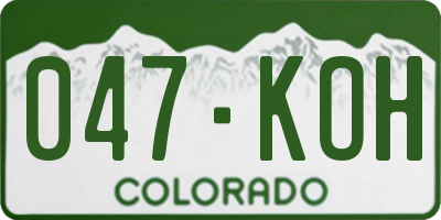 CO license plate 047KOH