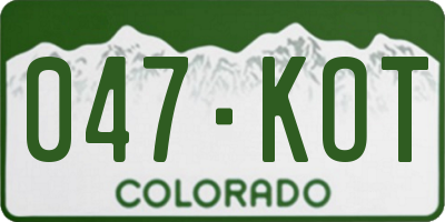 CO license plate 047KOT