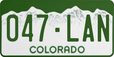 CO license plate 047LAN