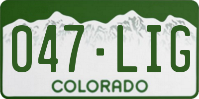 CO license plate 047LIG
