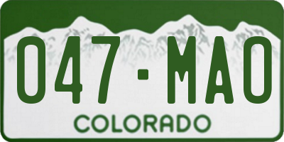 CO license plate 047MAO