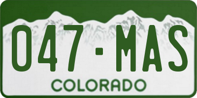 CO license plate 047MAS