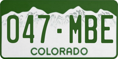 CO license plate 047MBE