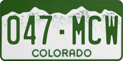 CO license plate 047MCW