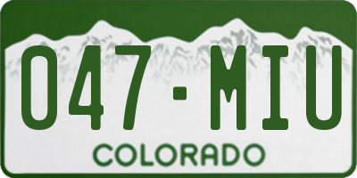 CO license plate 047MIU