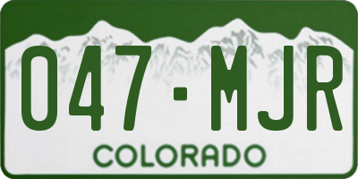 CO license plate 047MJR