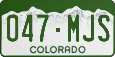 CO license plate 047MJS