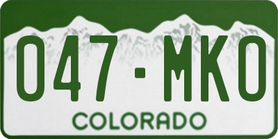 CO license plate 047MKO