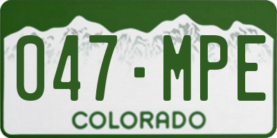 CO license plate 047MPE