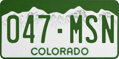 CO license plate 047MSN