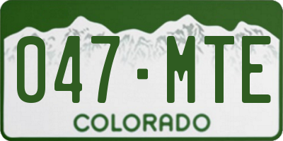 CO license plate 047MTE
