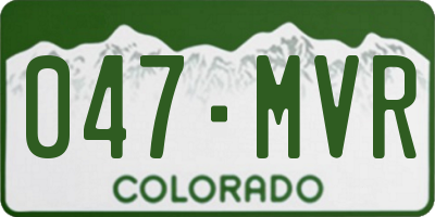 CO license plate 047MVR