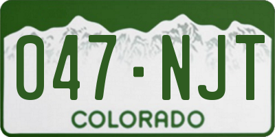 CO license plate 047NJT