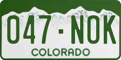 CO license plate 047NOK