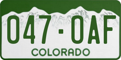CO license plate 047OAF