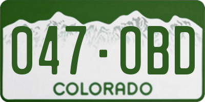 CO license plate 047OBD