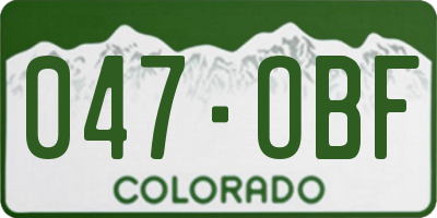 CO license plate 047OBF