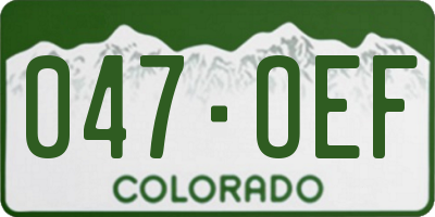 CO license plate 047OEF
