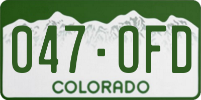 CO license plate 047OFD