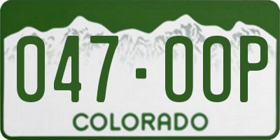 CO license plate 047OOP