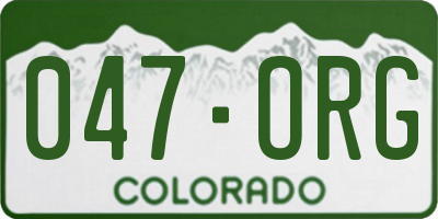 CO license plate 047ORG