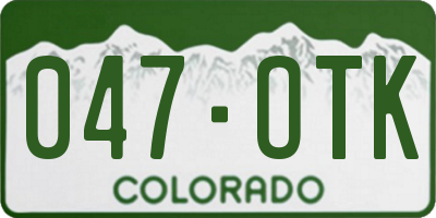 CO license plate 047OTK