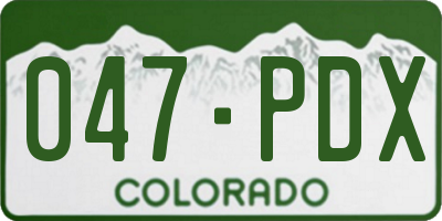 CO license plate 047PDX