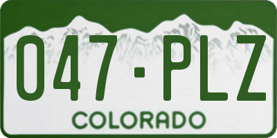 CO license plate 047PLZ