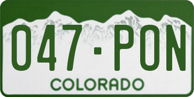 CO license plate 047PON