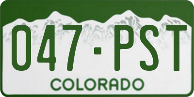 CO license plate 047PST