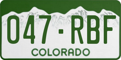 CO license plate 047RBF