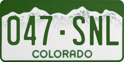 CO license plate 047SNL