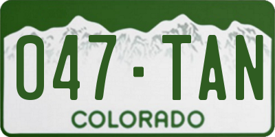 CO license plate 047TAN