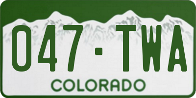 CO license plate 047TWA