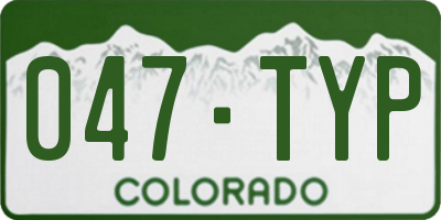 CO license plate 047TYP