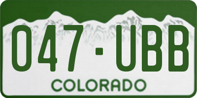 CO license plate 047UBB