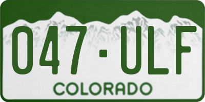 CO license plate 047ULF