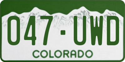 CO license plate 047UWD