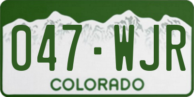 CO license plate 047WJR