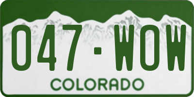 CO license plate 047WOW