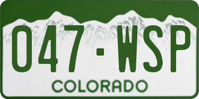 CO license plate 047WSP